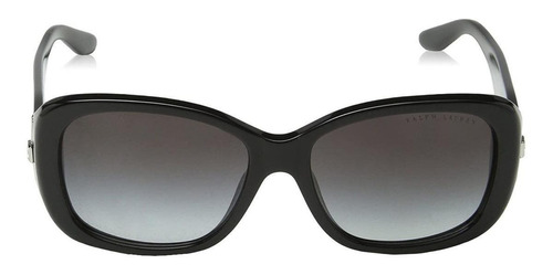 Anteojos de sol Ralph Lauren RL8127B con marco de plástico color negro, lente gris de plástico degradada, varilla negra de plástico