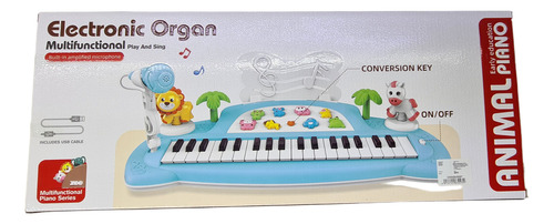 37 Teclas Teclado Musical Con Microfono Infantil Educativo Color Azul