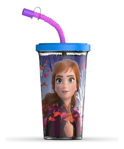 Vaso Con Tapa Y Sorbete Sport Frozen Licencia Disney