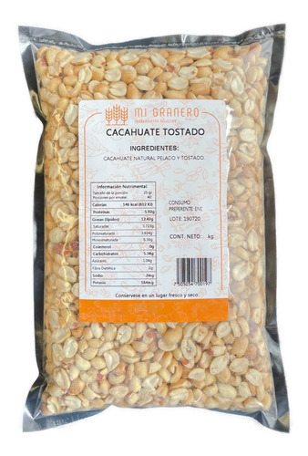 Cacahuate Natural Tostado Y Pelado 4 Kilogramos 