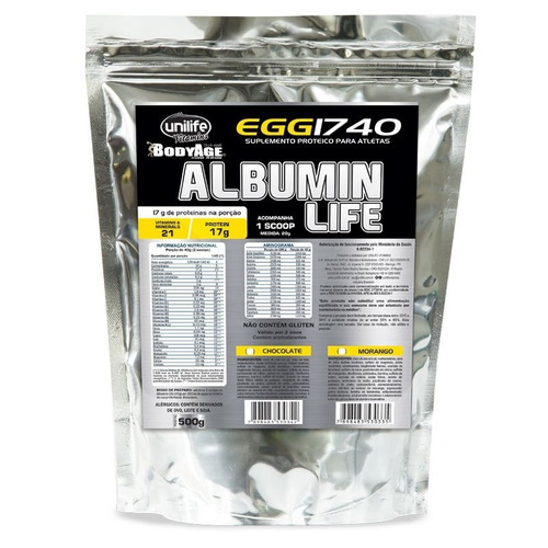 Albumin Life 1740 Pacote Metalizado Chocolate Unilife 500g.