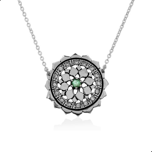 Colar Mandala Esmeralda Zirconia Prata 925. Fp- 61010909