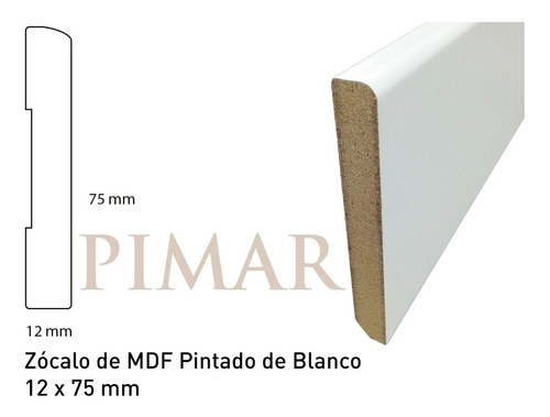 Zócalos Mdf Blanco De 15mm X 78mm Moldurado Precio X Tira