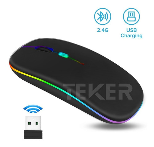 Imagen 1 de 8 de Ratón Inalámbrico 2.4g Recargable Teker Wireless Mouse