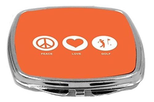 Rikki Knight Peace Love Golf Design Espejo Compacto, Naranja