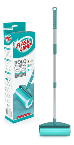 Rodo Adesivo Flashlimp Lavavel Cabo Extensivel Azul-turquesa