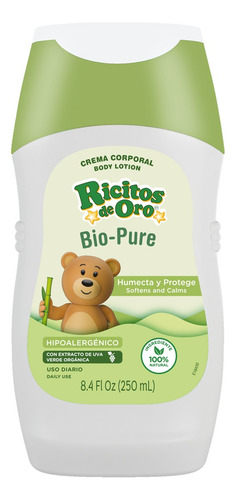 Ricitos De Oro, Crema Corporal Bio Pure, Uva Verde, 250 Ml