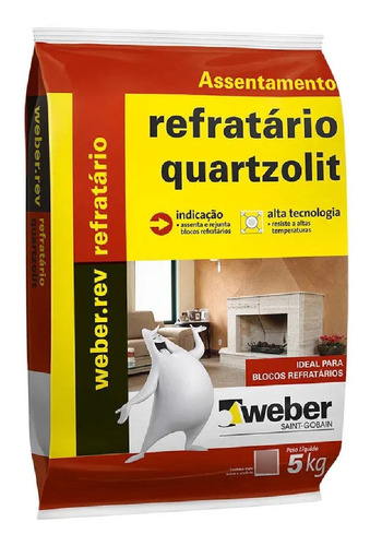 Argamassa Cimento Refratário Churrasqueira 5kg Quartzolit 