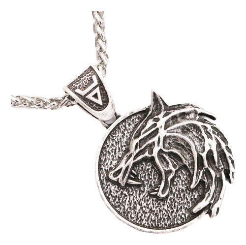 Collar Con Forma De Cabeza De Lobo Witcher 3 Con Colgante Hi
