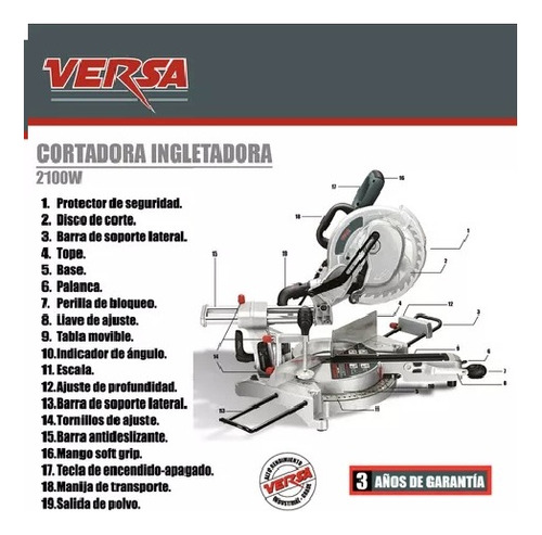 Cortadora Ingletadora Industrial Versa 2500 W 12