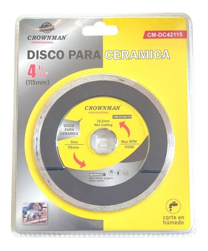 Disco Corte Ceramica En Humedo 4 1/2 Pulgadas Continuo