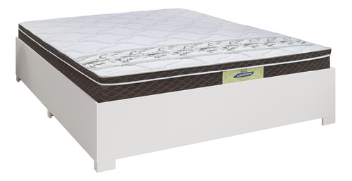 Cama Box Casal Queen Desmontável Colchão Rubi Marrom Branco