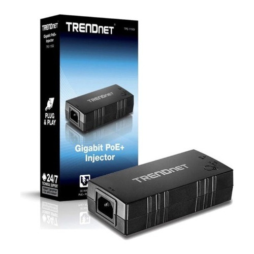 Adaptador Inyector Poe+ Trendnet Tpe-115gi Gigabit 30w 56vdc