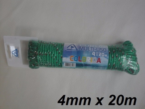 Corda Cinta De Amarrar Carga Varal Multiuso Verde 20m X 4mm