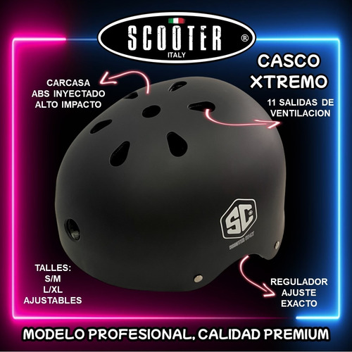 Casco Profesional Scooter Italy Skate Rollers Ajustable X