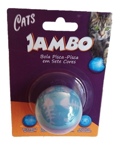 Imagem 6 de 7 de Brinquedo Para Gato Bola Pisca Pisca Acende 7 Cores Jambo