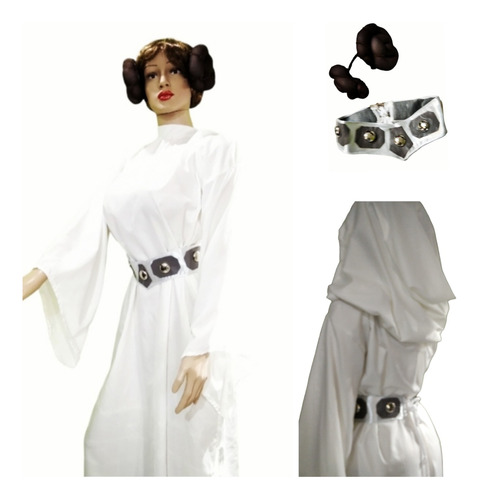 Disfraz De Princesa Leia Star Wars Halloween Cotillón Fiesta