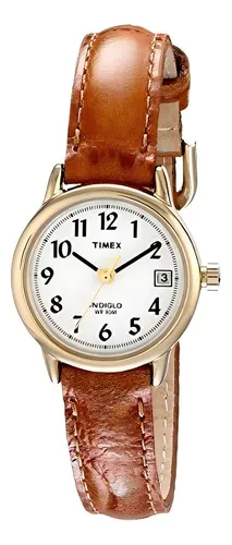 Timex - Mujer T2j761 Indiglo Reloj De Pulsera De Cuero, Miel
