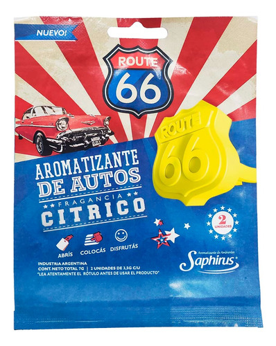 Aromatizador De Auto Saphirus Route 66 | Pack X2 Unidades