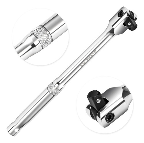 Barra De Interruptor 3/8 Pulgada, Barras Pesadas 10 Pulgadas Con Cabezal Giratorio De 180, Ideal Para Uso Profesional