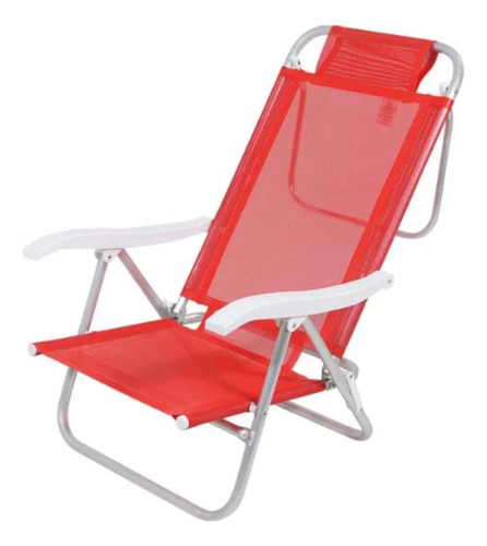 Cadeira De Praia Reclinável Sunny Em Alumínio Vermelha Bel
