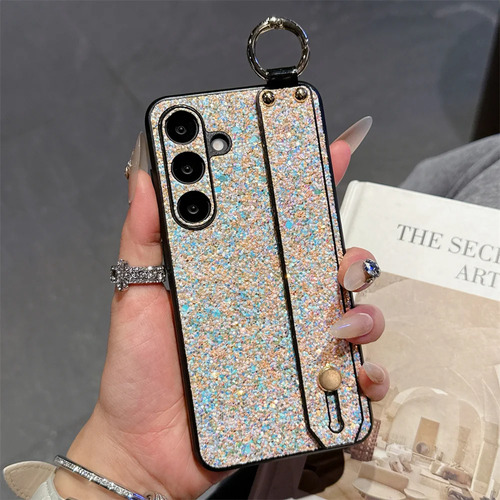 Funda De Piel Flash Diamond Con Correa De Muñeca Con Forma De Anillo Para Samsung Galaxy S25 S24 Ultra S23 S22 S21 Plus, Carcasa Dura C