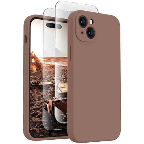 Funda Para iPhone 15 Silicona Marrón Claro Protectores Panta