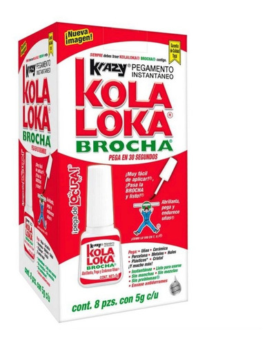 Pegamento Instantáneo Kola Loka De Brocha Con 8 Pzs De 5 Grs