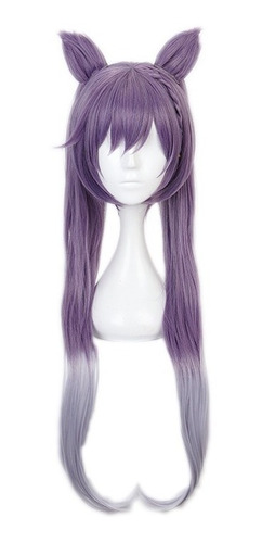 Genshin Impact Keqing Cosplay Peluca Pelo Largo 80cm