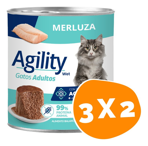 Lata Agility Gato Adulto Merluza 340gr Pack 3 Unidades