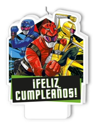 Vela Power Ranger Para Cotillón Cumpleaños Fiestas Niños 