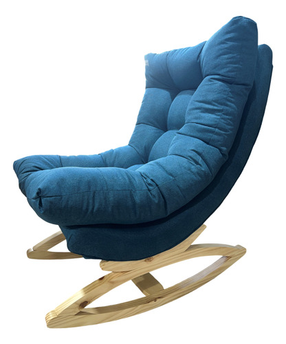 Silla Mecedora Coquette Azul Indigo Lino