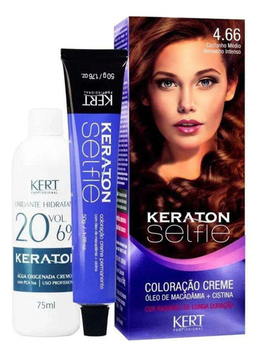  Keraton Selfie Coloração Creme 4.66 Castanho Medio Vermelho