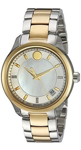 Reloj Movado, De Tono Doble, Cuarzo Suizo, Para Mujer, 06069