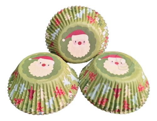 *capacillos Verdes Santa Claus Pinos Navidad Cupcake Fondant