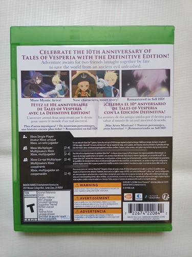Tales Of Vesperia Definitive Edition Xbox One (Usado)