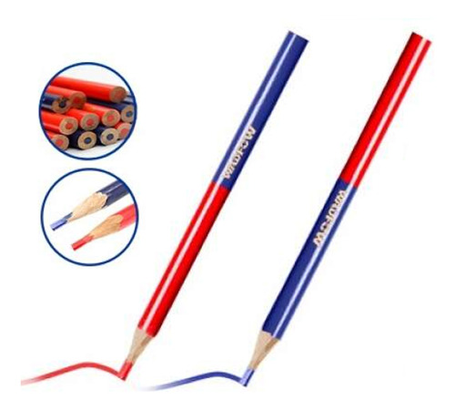 Set X 12 Lapiz Carpintero Azul Y Rojo Wadfow Wmq2512