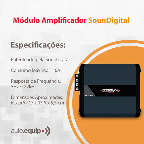 Amplificador Digital Evo 4.0 Soundigital Módulo Com 4 Canais