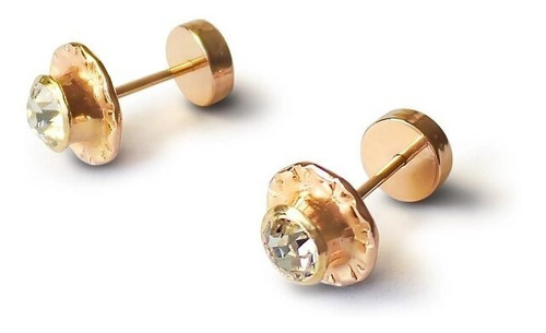 Imagen 1 de 2 de Aro Trepadores Circon 4m Enchape Oro 20k Ajuste Click/yep