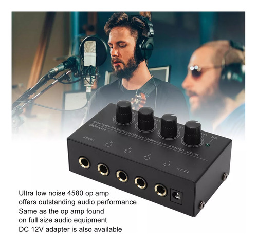 Mini Amplificador De Fone De Ouvido Estéreo Ha400 4 Canais