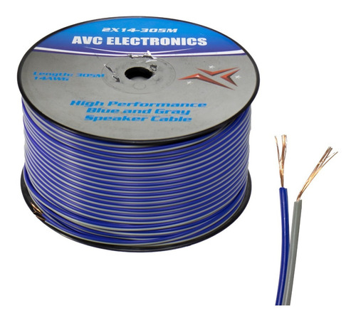 Cable Polarizado Avc 2x14 Azul-gris 305mts
