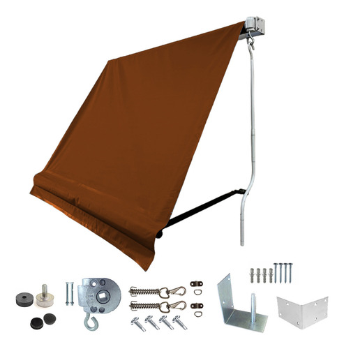 Toldo 2 Em 1 Retrátil Casa Completo 2,80x2,00 Tubos + Braços Cor Ocre Marrom Claro