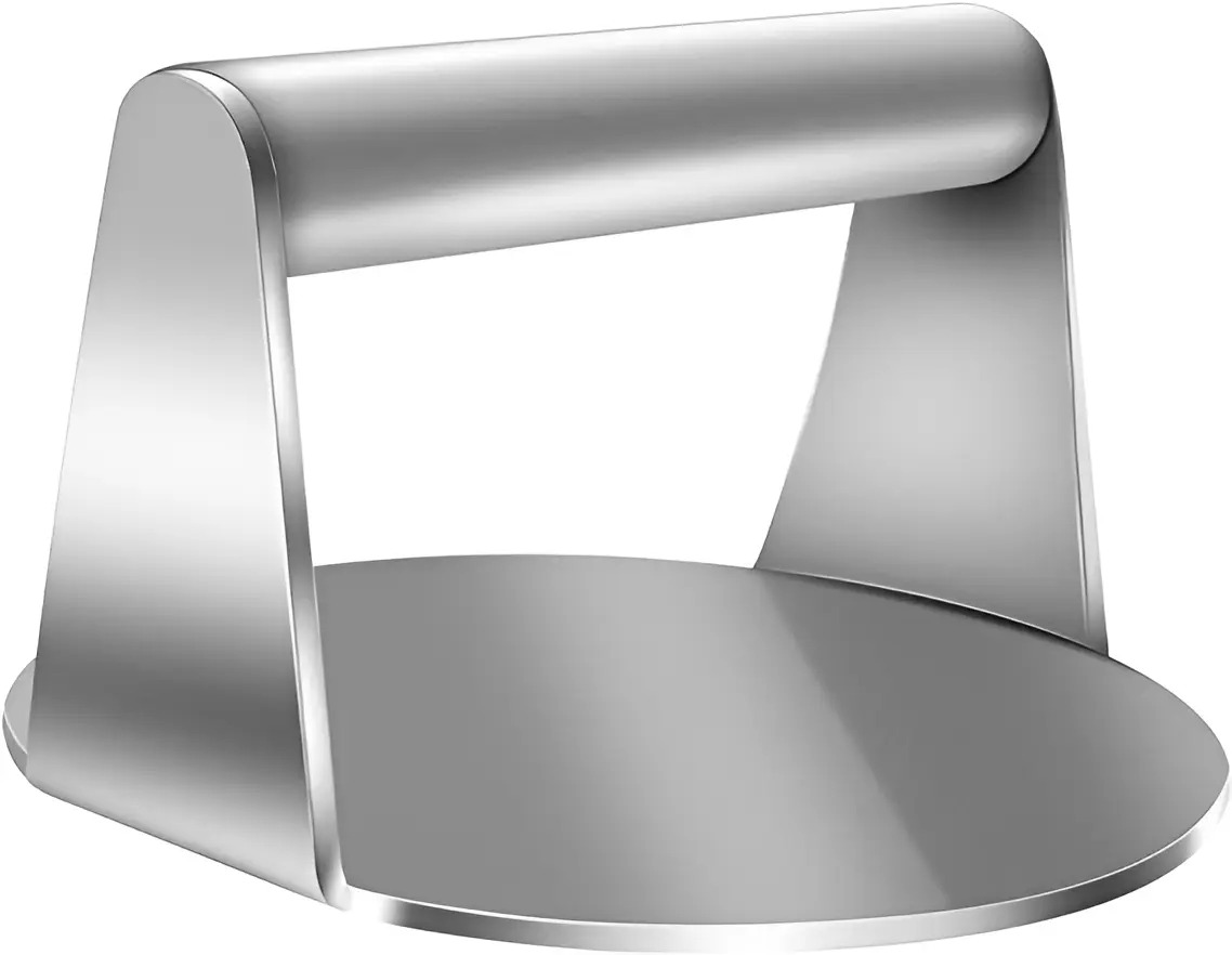 Prensa para Hamburguesas Antiadherente de Acero Inoxidable, Redonda de 14 cm