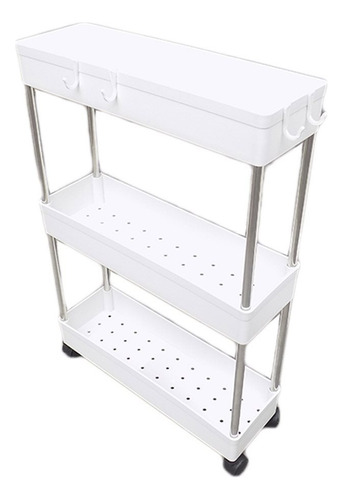 Carrito Multiusos Plástico/acero 30x18x76cm - Blanco