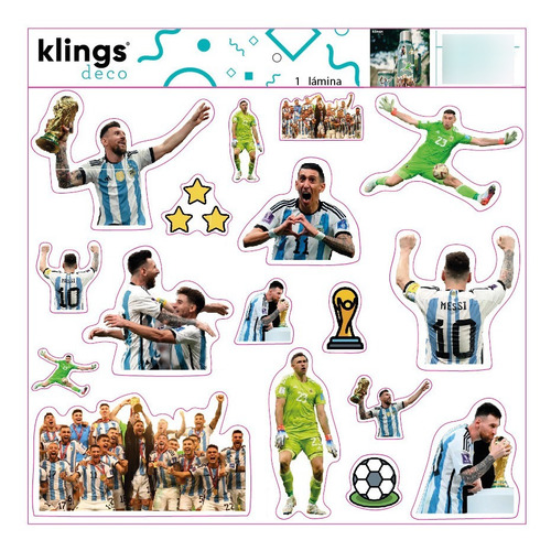 Imagen 1 de 3 de Etiquetas Para Objetos Sticker Mundial Messi Scaloneta Dibu