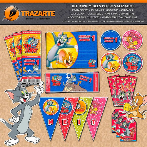 Kit Imprimible Tom Y Jerry Personalizado Candy Bar Cumpleaño