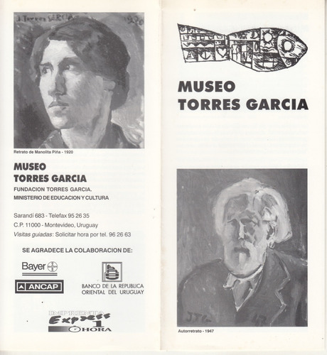 1995 Arte Museo Torres Garcia Folleto Bienvenida Montevideo