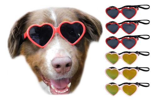 Paquete De 6 Gafas De Sol Con Forma De Corazón Para Perros,