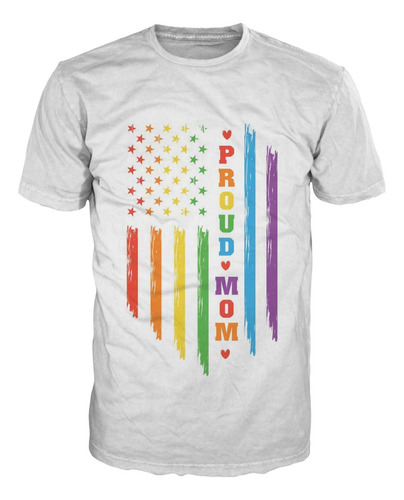 Camiseta Orgullo Proud Mom-2 Arcoiris Bandera Lgbt