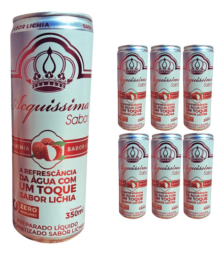 Kit 6 Água Acquissima Sabor Lichia 350 Ml Lata